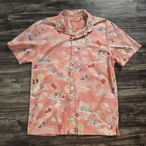 Tori Richard Pink Casual Button Down Shirt with Tropical Motifs